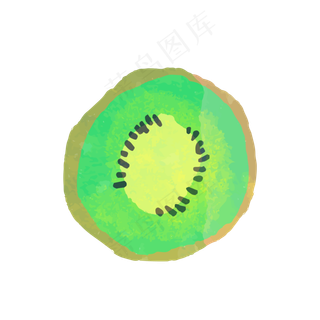 夏季暑假水彩手绘奇异果水果矢量