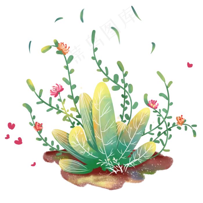 夏日开花的草丛,免抠元素(2400X2400(DPI:300))psd模版下载