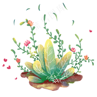 夏日开花的草丛,免抠元素