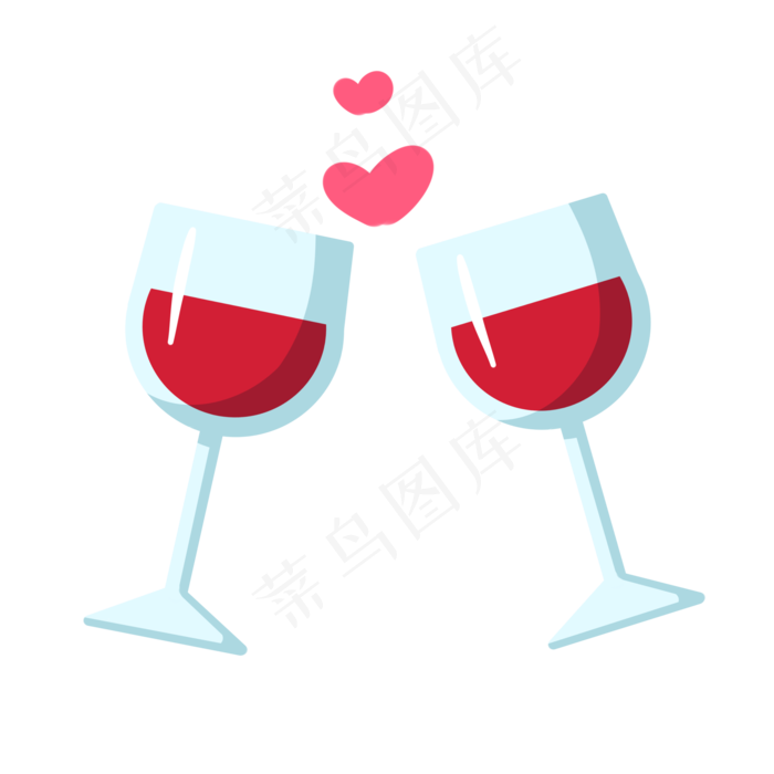 手绘爱情红酒插画,免抠元素