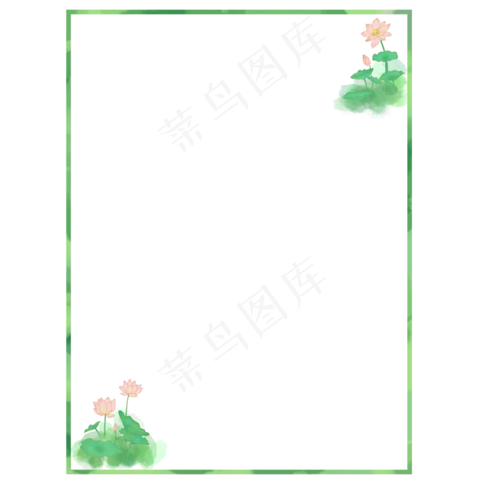 长方形边框水彩水墨粉红色荷花(3500X3500(DPI:300))psd模版下载
