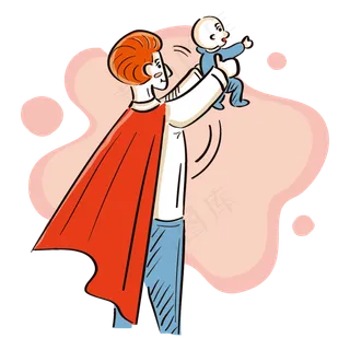 卡通抱起小孩的爸爸矢量素材
