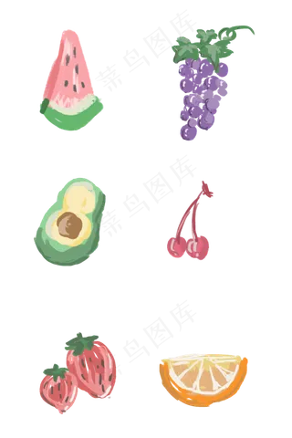 清新手绘春夏水果蔬菜