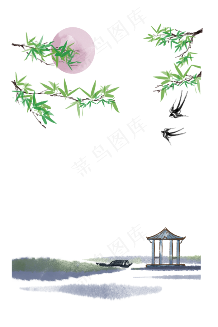 水墨春季春天,免抠元素(1024X1536(DPI:300))psd模版下载