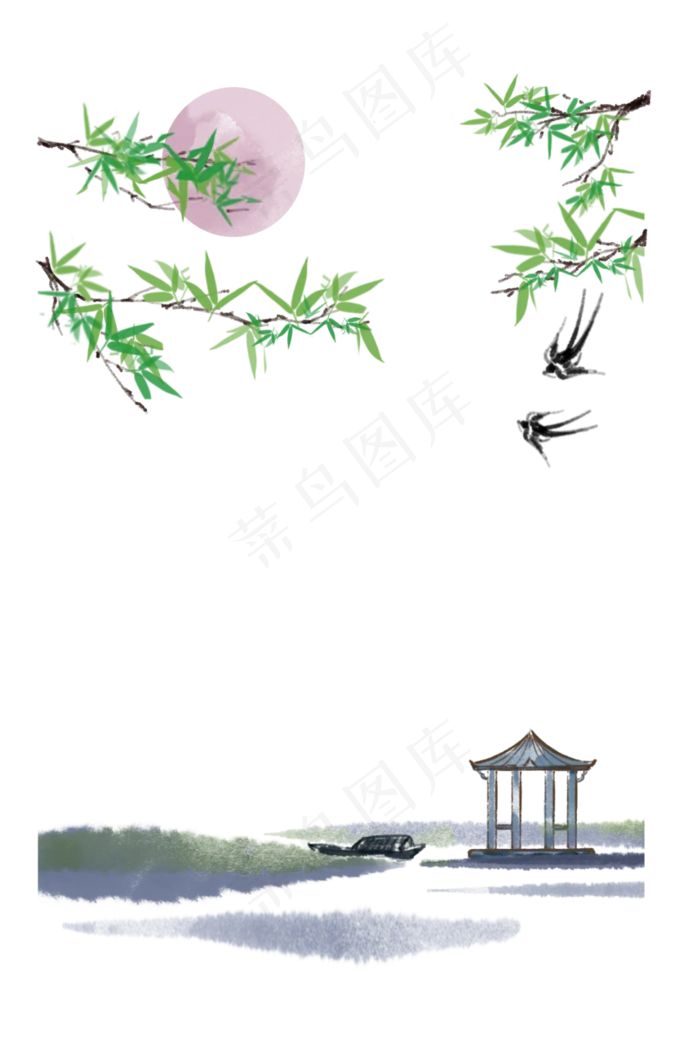 水墨春季春天,免抠元素(1024X1536(DPI:300))psd模版下载
