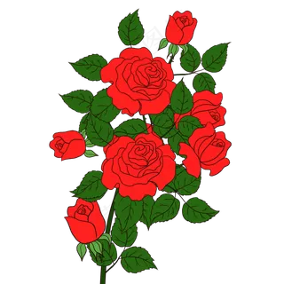 春季手绘装饰玫瑰花元素