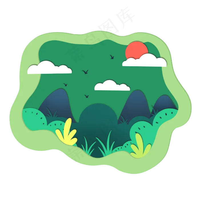 剪纸风风景(4000X4000(DPI:300))psd模版下载