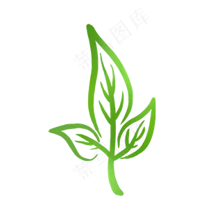 绿色水彩树叶简笔画