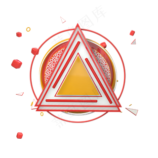 红色三角形圆形C4D,免抠元素