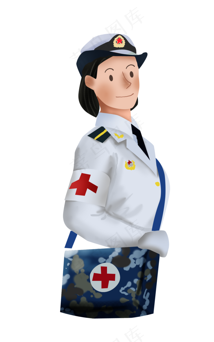 建军节手绘医疗女兵(1158X2040(DPI:299))psd模版下载