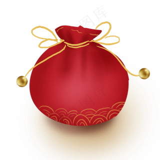 农历新年红色水纹钱袋,免抠元素