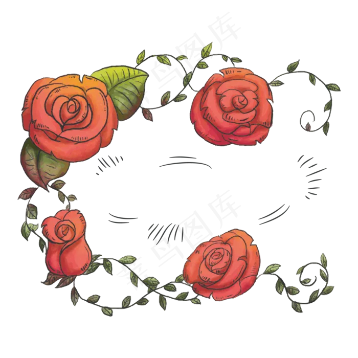 缠绕的玫瑰花矢量素材(2083*2083px 300 dpi )ai矢量模版下载