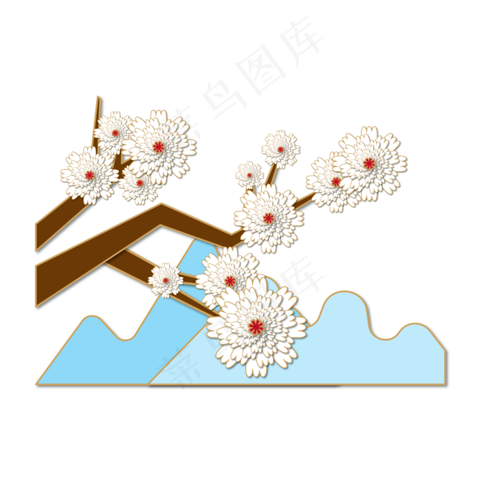 矢量手绘剪纸梅花