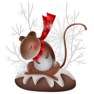 雪地上的小老鼠,免抠元素