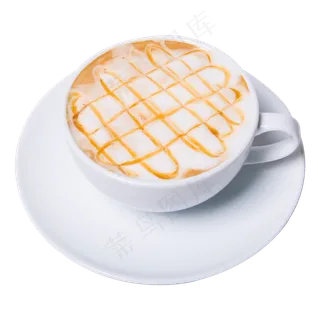 白色俯视咖啡杯向日葵拉花