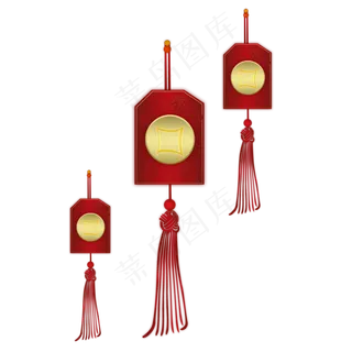 春节福字挂穗手绘,免抠元素