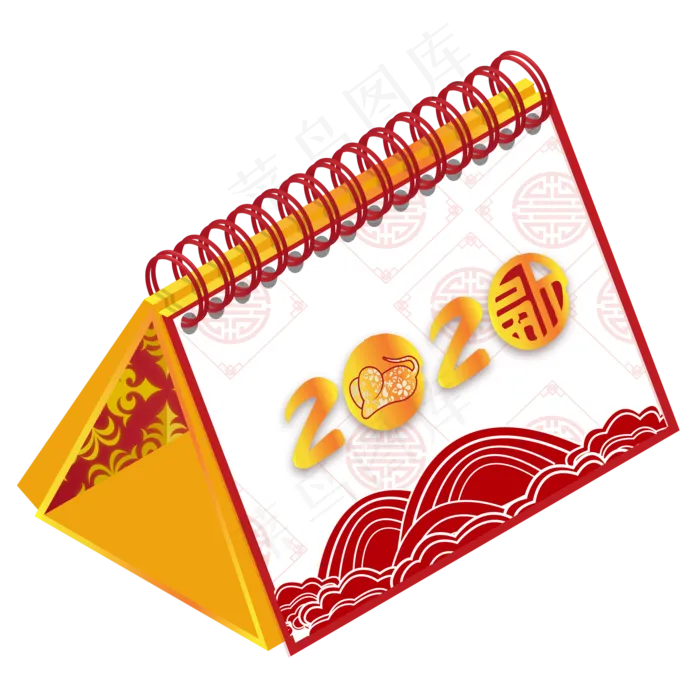 鼠年新年剪纸日历装饰,免抠元素(2000*2000px 300 dpi )ai矢量模版下载