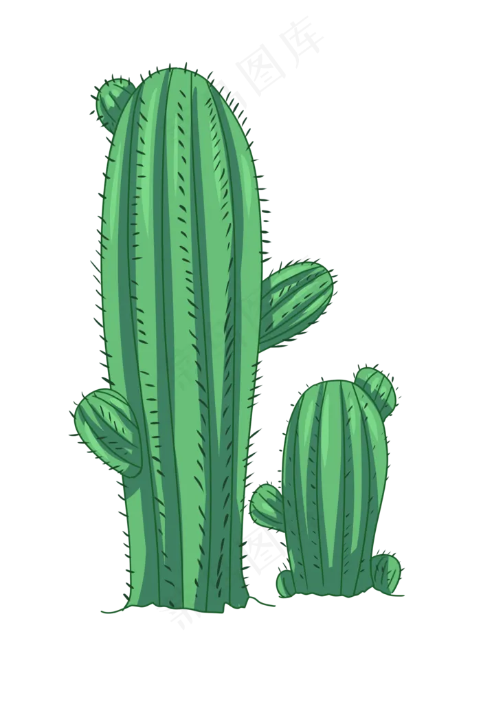 绿色仙人掌卡通植物,免抠元素(2000X3000(DPI:300))psd模版下载