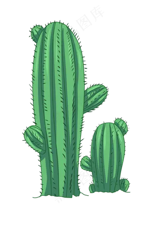 绿色仙人掌卡通植物,免抠元素