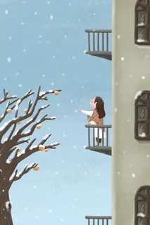 手绘卡通小清新小雪节气 手绘卡通小清新小雪节气