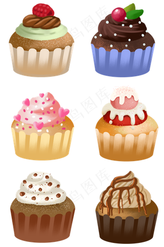 卡通手绘甜品甜点之纸杯蛋糕