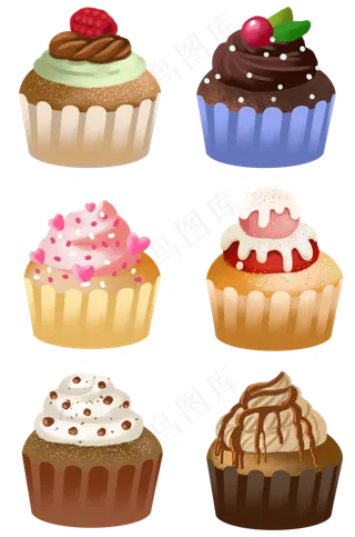 卡通手绘甜品甜点之纸杯蛋糕