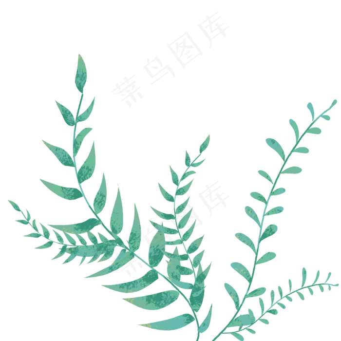 手绘小清新水彩植物叶子矢量素材