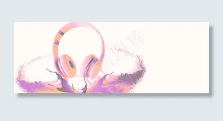 耳机产品亚饱和渐变合成