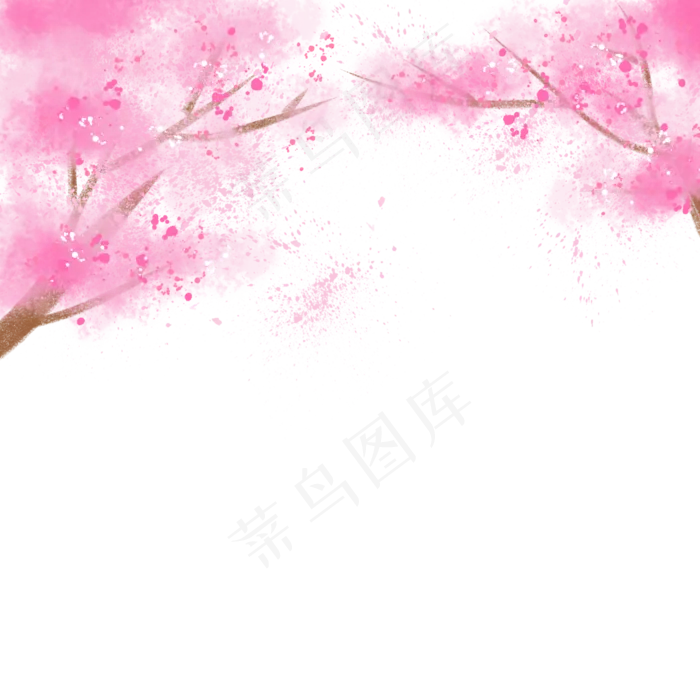粉色樱花树边框(2000X2000(DPI:300))psd模版下载