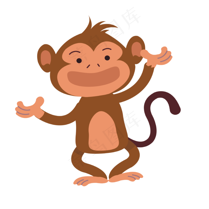 手绘可爱的小猴子免抠图(3333*3333px 300 dpi )ai矢量模版下载