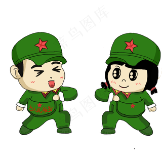 小红军为人民服务卡通人物,免抠元素