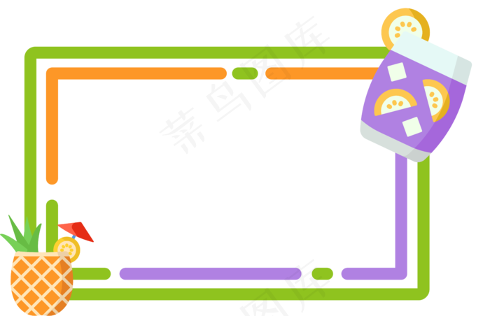 可爱彩色夏季水果边框ai矢量模版下载