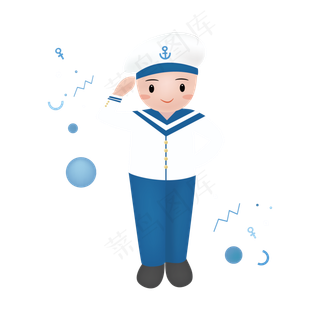 建军节海军敬礼卡通人物