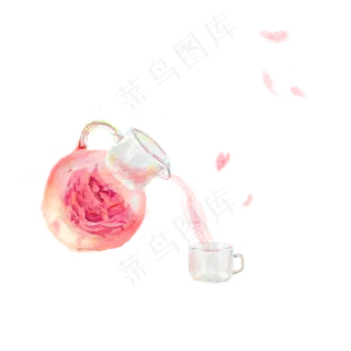 手绘唯美玫瑰花茶PNG 手绘唯美玫瑰花茶PNG