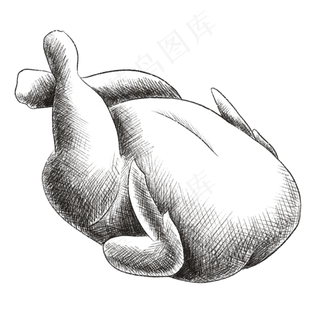 感恩节线描火鸡,免抠元素