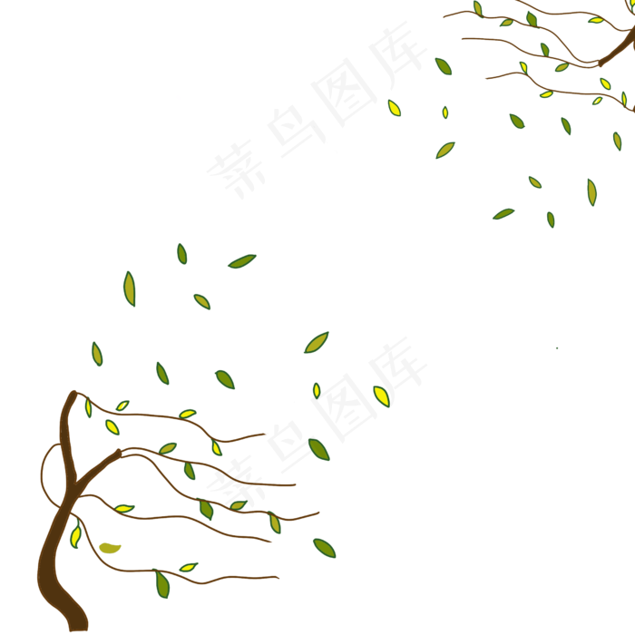 手绘卡通柳叶清明节