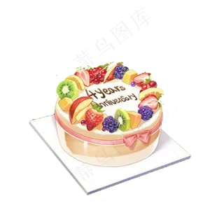卡通新鲜水果蛋糕免抠图