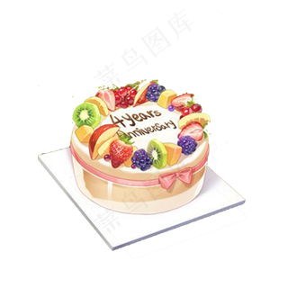 卡通新鲜水果蛋糕免抠图