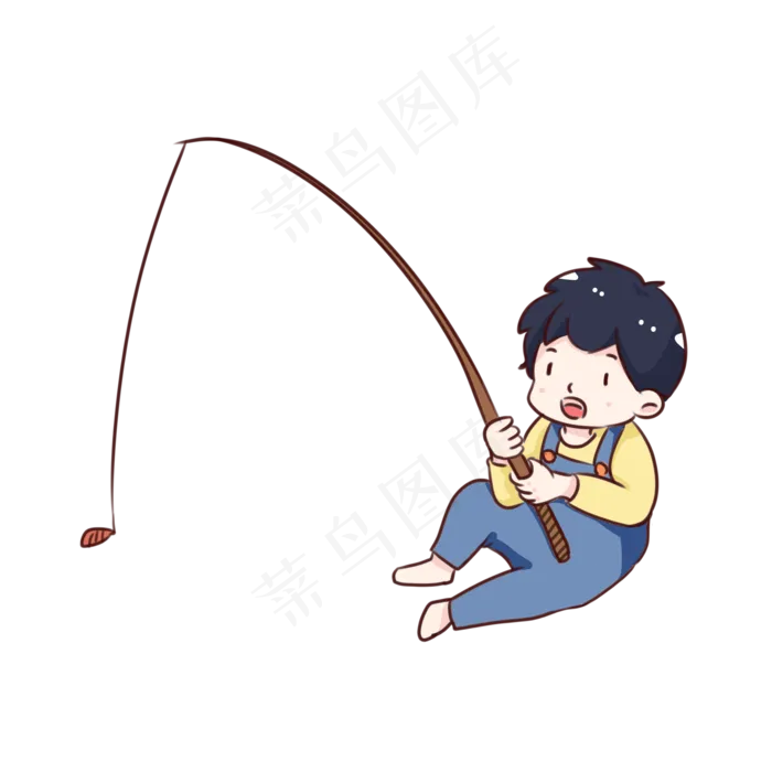 手绘卡通处暑捕鱼(2000X2000(DPI:300))psd模版下载