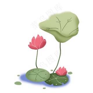 清新夏季荷花设计素材