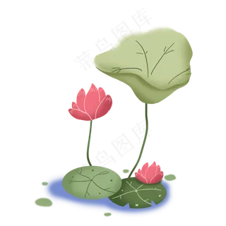 清新夏季荷花设计素材