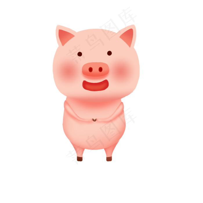 2019猪年粉色系卡通手绘立体猪,免抠元素