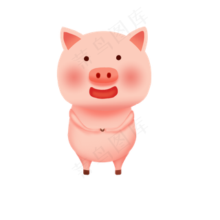2019猪年粉色系卡通手绘立体猪,免抠元素