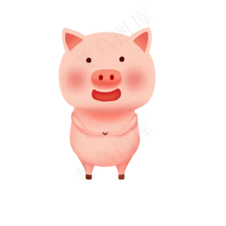 2019猪年粉色系卡通手绘立体猪,免抠元素