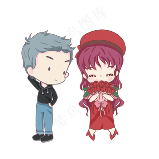 520表白季情侣卡通png素材