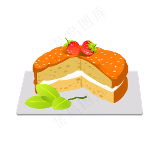 黄色奶油水果蛋糕