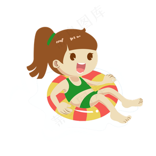 小女孩在水中游泳