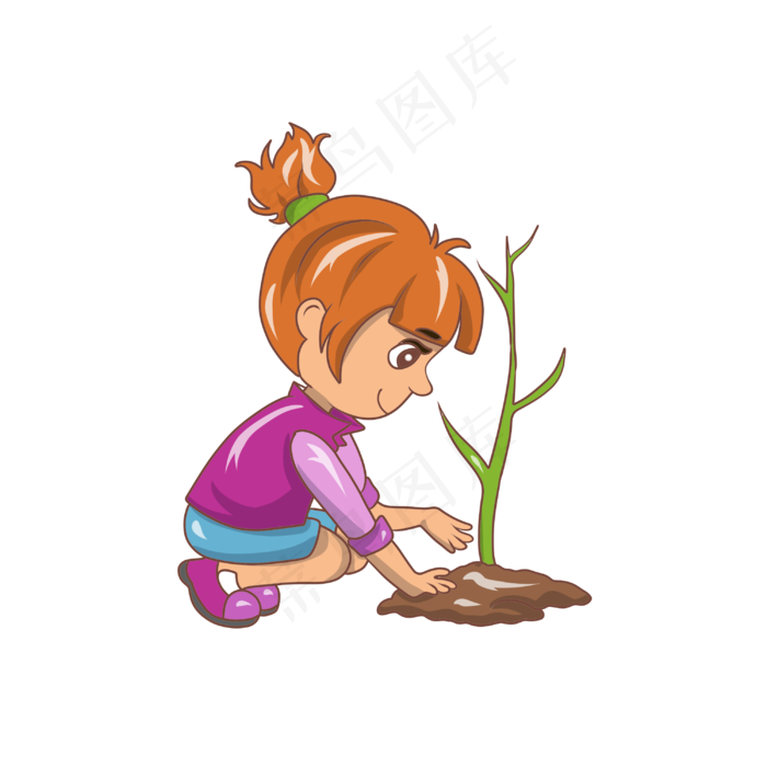 植树节种树的小女孩