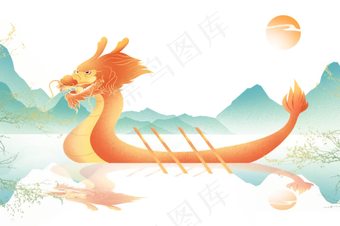 中国风国潮赛龙舟(3000X2000(DPI:96))psd模版下载