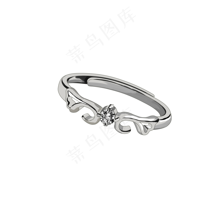 手绘灰色戒指插画,免抠元素